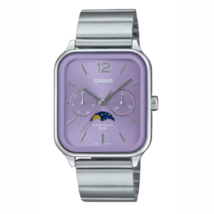 Casio General MTP-M305D-6AVDF Purple Dial MoonPhase Stainless Steel Men's Watch